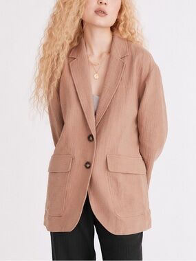 MADEWELL Cotton-Linen‎ Relaxed Larsen Blazer in Faded Earth NE403